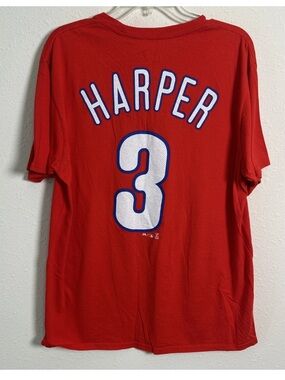 Bryce Harper #3 Philadelphia Phillies MLB Jersey T-Shirt Men’s Large Majestic